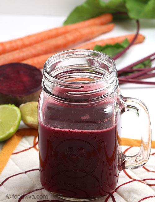 Carrot and Beetroot Juice with Lemon and Ginger